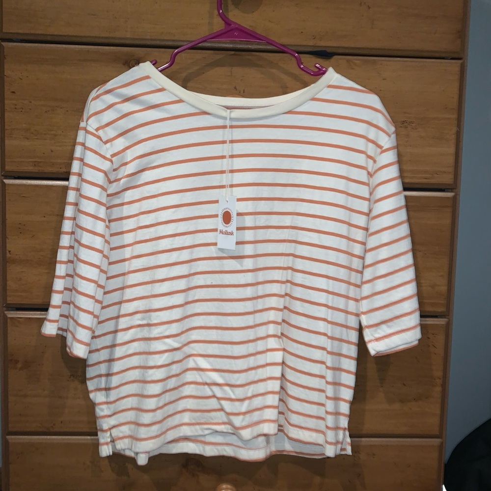 Mollusk Orange and White Striped Top Size S
